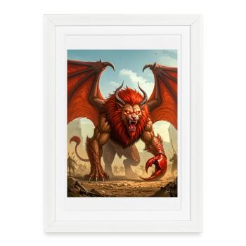 Manticore, lion-bodied desert predator - Framed poster (27 × 37 cm) - white - Front