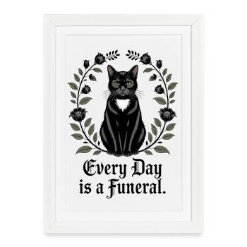 Elegant Black Cat with Flowers - Framed poster (27 × 37 cm) - white - Front
