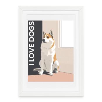 Dog portrait with love message - Framed poster (27 × 37 cm) - white - Front