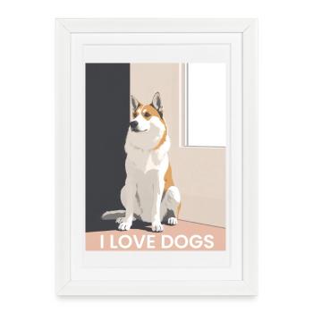 Illustration de chien mignon avec texte - Affiche encadrée (27 × 37 cm) - blanc - Devant