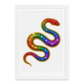 Serpent scintillant arc-en-ciel - Affiche encadrée (27 × 37 cm) - blanc - Devant