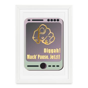 Social Media Pause - Gerahmtes Poster (27 × 37 cm) - Weiß - Vorne