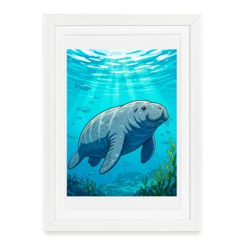 Doux géant d’eaux calmes, symbole de paix - Affiche encadrée (27 × 37 cm) - blanc - Devant