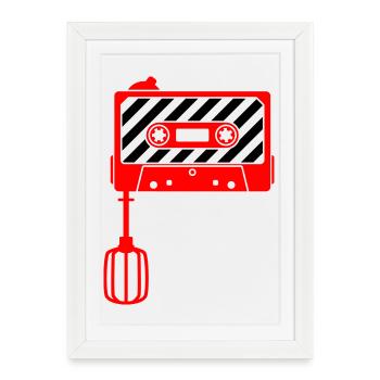 Mixtape vs. Mixer – Retro Music Cult Design - Framed poster (27 × 37 cm) - white - Front