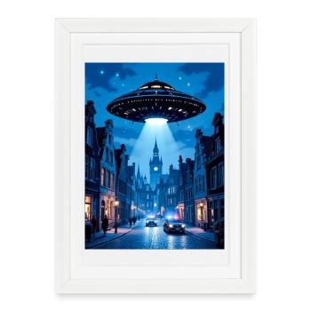 Belgian Wave – OVNI dans le ciel - Affiche encadrée (27 × 37 cm) - blanc - Devant