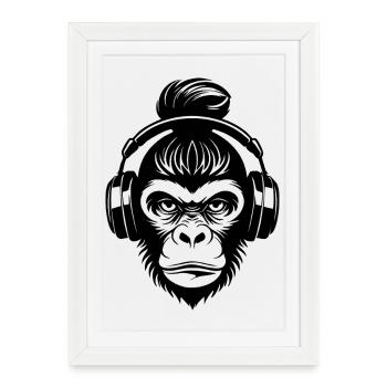Monkey Head Skate Rhythm Beat Chemise - Affiche encadrée (27 × 37 cm) - blanc - Devant