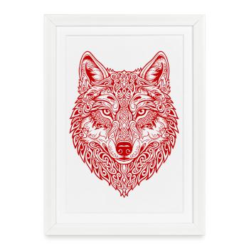 Ornamented Wolf's Head - Framed poster (27 × 37 cm) - white - Front