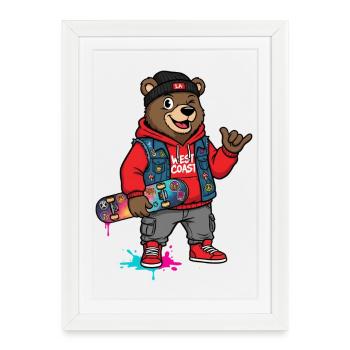 Wave Bear Skateboard Graffiti Pullover Hoodie - Framed poster (27 × 37 cm) - white - Front