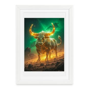 Taureau céleste forgé à partir de la lumière des étoiles et éternel - Affiche encadrée (27 × 37 cm) - blanc - Devant