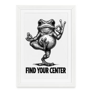 Find Your Center – Yoga Frog Illustration - Framed poster (27 × 37 cm) - white - Front