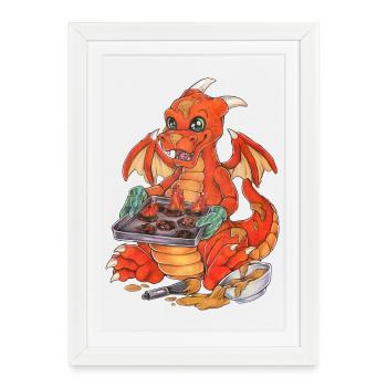 Funny Dragon Cookies Baking Christmas - Framed poster (27 × 37 cm) - white - Front