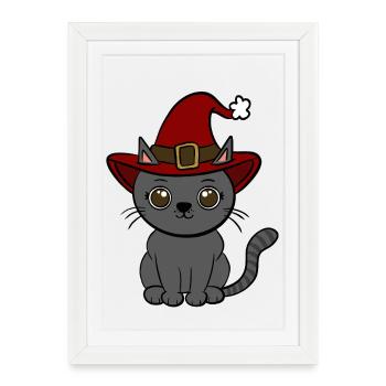 Cat Christmas - Framed poster (27 × 37 cm) - white - Front