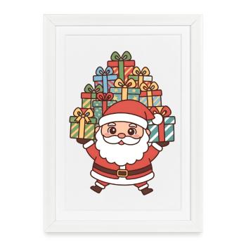 Weihnachtsmann Nikolaus - Gerahmtes Poster (27 × 37 cm) - Weiß - Vorne