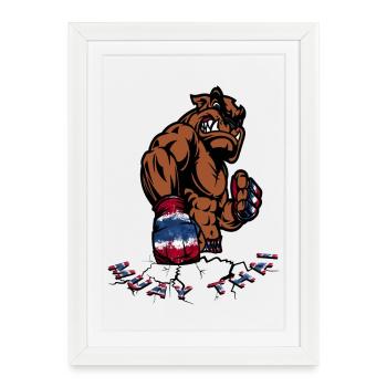 Bulldog Boxer Flag Fury - Framed poster (27 × 37 cm) - white - Front