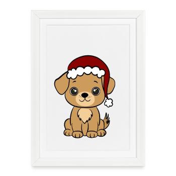 Süßer Santa Hund - Gerahmtes Poster (27 × 37 cm) - Weiß - Vorne