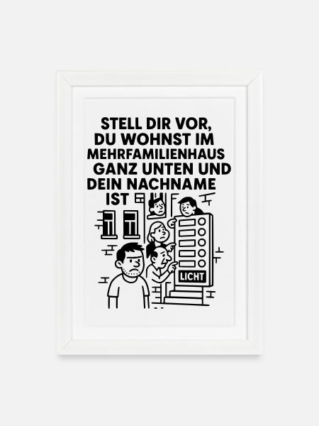 Mehrfamilienhaus Lustig Licht - Gerahmtes Poster (27 × 37 cm) - Weiß