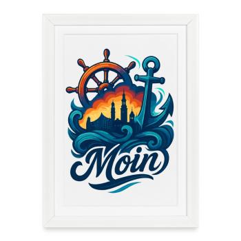 Hamburg Moin City Silhouette Anchor Harbor Gift - Framed poster (27 × 37 cm) - white - Front