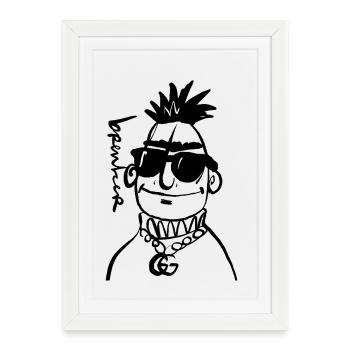 Dessin minimal de visages en ligne - Affiche encadrée (27 × 37 cm) - blanc - Devant