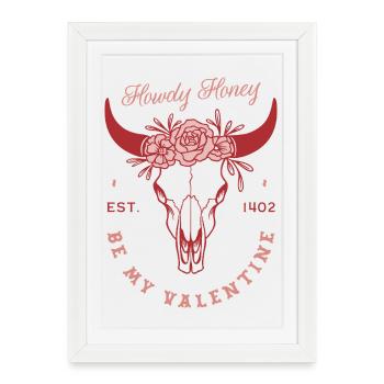 Sois ma petite amie country rose de Saint-Valentin - Affiche encadrée (27 × 37 cm) - blanc - Devant