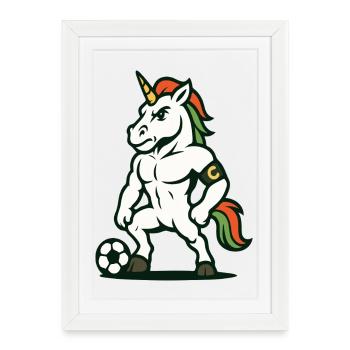 Unicorn Soccer Captain Mascot Standing Proud - Framed poster (27 × 37 cm) - white - Front