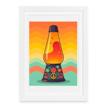 Lampe à lave psychédélique groovy aux couleurs vives - Affiche encadrée (27 × 37 cm) - blanc - Devant