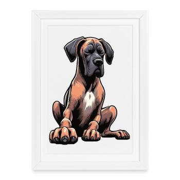Grand Dogue Propriétaire de Dogue Grand Dane Fan de Grand Dogue - Affiche encadrée (27 × 37 cm) - blanc - Devant