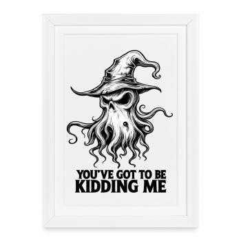 Witchy Ghost Octopus – Funny Spooky Halloween Art - Framed poster (27 × 37 cm) - white - Front