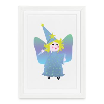 Petite Fée Magicienne aux Étoiles - Affiche encadrée (27 × 37 cm) - blanc - Devant