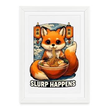 Kawaii Cat Ramen Noodles Anime Cat - Framed poster (27 × 37 cm) - white - Front