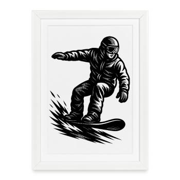 Snowboard court et transparent - Affiche encadrée (27 × 37 cm) - blanc - Devant