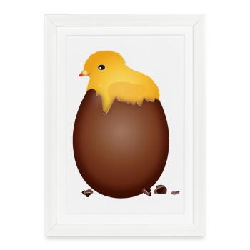 Chocolate Easter Egg with Cute Chick - Framed poster (27 × 37 cm) - white - Front