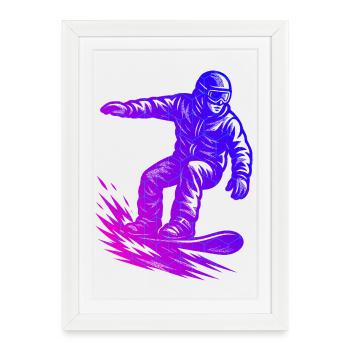 Funny snowboard motif - Framed poster (27 × 37 cm) - white - Front