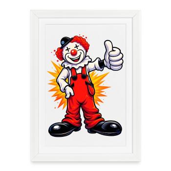 Clown joyeux avec un pouce levé - Affiche encadrée (27 × 37 cm) - blanc - Devant