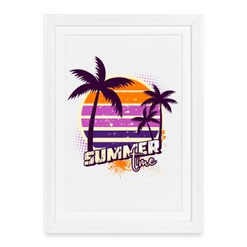 Sunset Palm Trees – Summer Time - Framed poster (27 × 37 cm) - white - Front