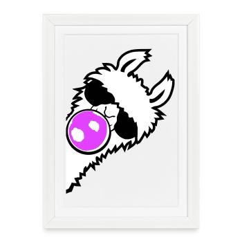 Lunettes de soleil chewing-gum Lama Profil latéral Côté frais - Affiche encadrée (27 × 37 cm) - blanc - Devant