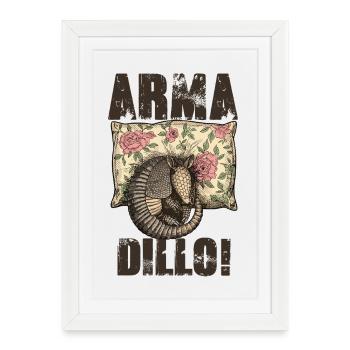 Tatou Armadillo Vintage Fleuri - Affiche encadrée (27 × 37 cm) - blanc - Devant