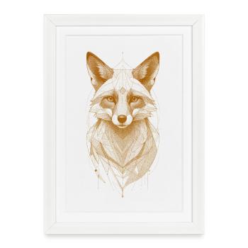Tête de Loup avec Couronne de Mandala - Affiche encadrée (27 × 37 cm) - blanc - Devant