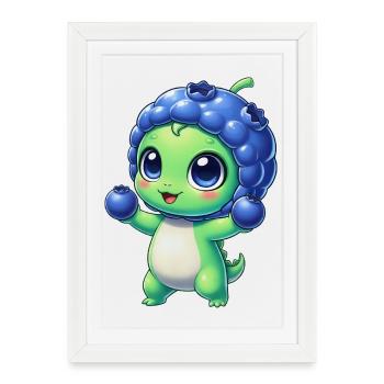 Dessin animé Alien Myrtille Mignon, Baie Extraterrestre - Affiche encadrée (27 × 37 cm) - blanc - Devant