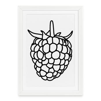 Raspberry Silhouette - Framed poster (27 × 37 cm) - white - Front