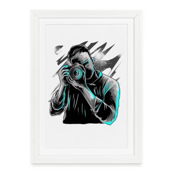 Photographe avec motif caméraman - Affiche encadrée (27 × 37 cm) - blanc - Devant