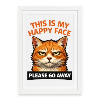 Chat en colère S’il te plaît Va-t’en Humour - Affiche encadrée (27 × 37 cm) - blanc - Devant
