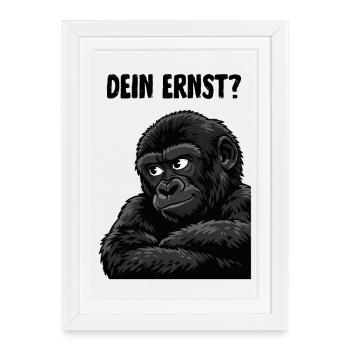 Monkey with a skeptical look - you're serious? - Framed poster (27 × 37 cm) - white - Front