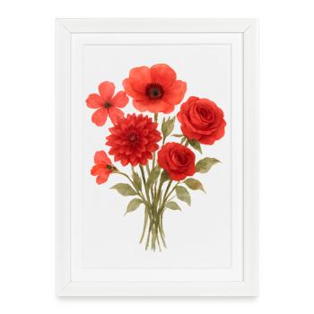 Red Bouquet Print - Framed poster (27 × 37 cm) - white - Front