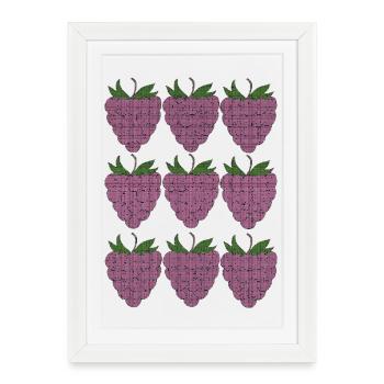 Textile à motif framboise - Affiche encadrée (27 × 37 cm) - blanc - Devant