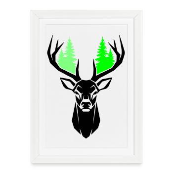 Sapins de tête de cerf Vert naturel - Affiche encadrée (27 × 37 cm) - blanc - Devant