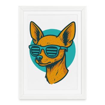 Lunettes de soleil Chihuahua rétro - Affiche encadrée (27 × 37 cm) - blanc - Devant