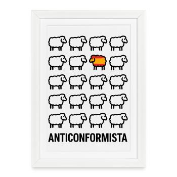 Anticonformiste Mouton Drapeau Espagne Humour - Affiche encadrée (27 × 37 cm) - blanc - Devant