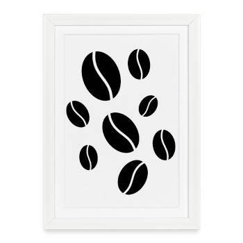 Chute des grains de café - Affiche encadrée (27 × 37 cm) - blanc - Devant