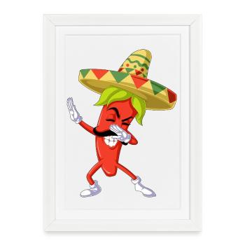 Dabbing Chili Pepper Shirt - Framed poster (27 × 37 cm) - white - Front