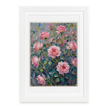 Impâte rose dans un jeu de couleurs - Affiche encadrée (27 × 37 cm) - blanc - Devant
